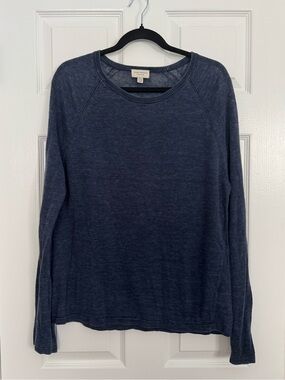 Club Monaco Men's Luxury Italian Yarn Faded Look Navy Crewneck Sweater